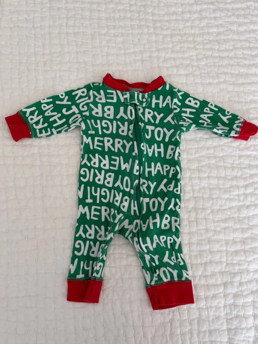 Carter’s Christmas Green & Red Kids One-Piece Footie Pajamas, 3M